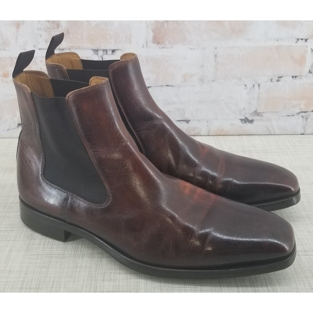 Magnanni Diversa Riley Chelsea Boot Cognac Brown Men's 8 Calfskin Side-Gore